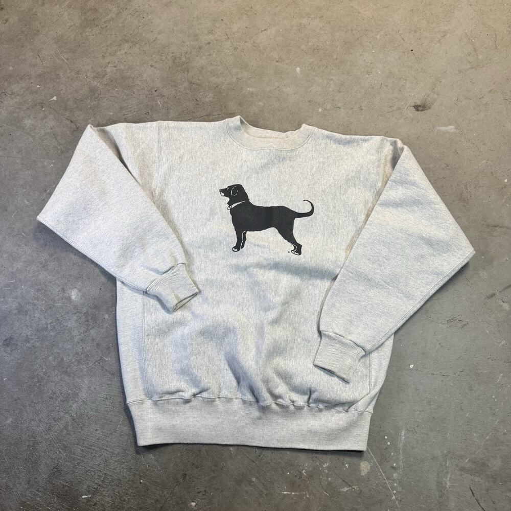 VTG The Black Dog Sweatshirt Large Gray Heavyweight Weave USA Made Kellsport 90s